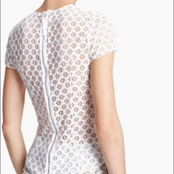 Nina Ricci Ivory Wool Lace SS Top US 10/ EU 44 NWT - Picture 2 of 4